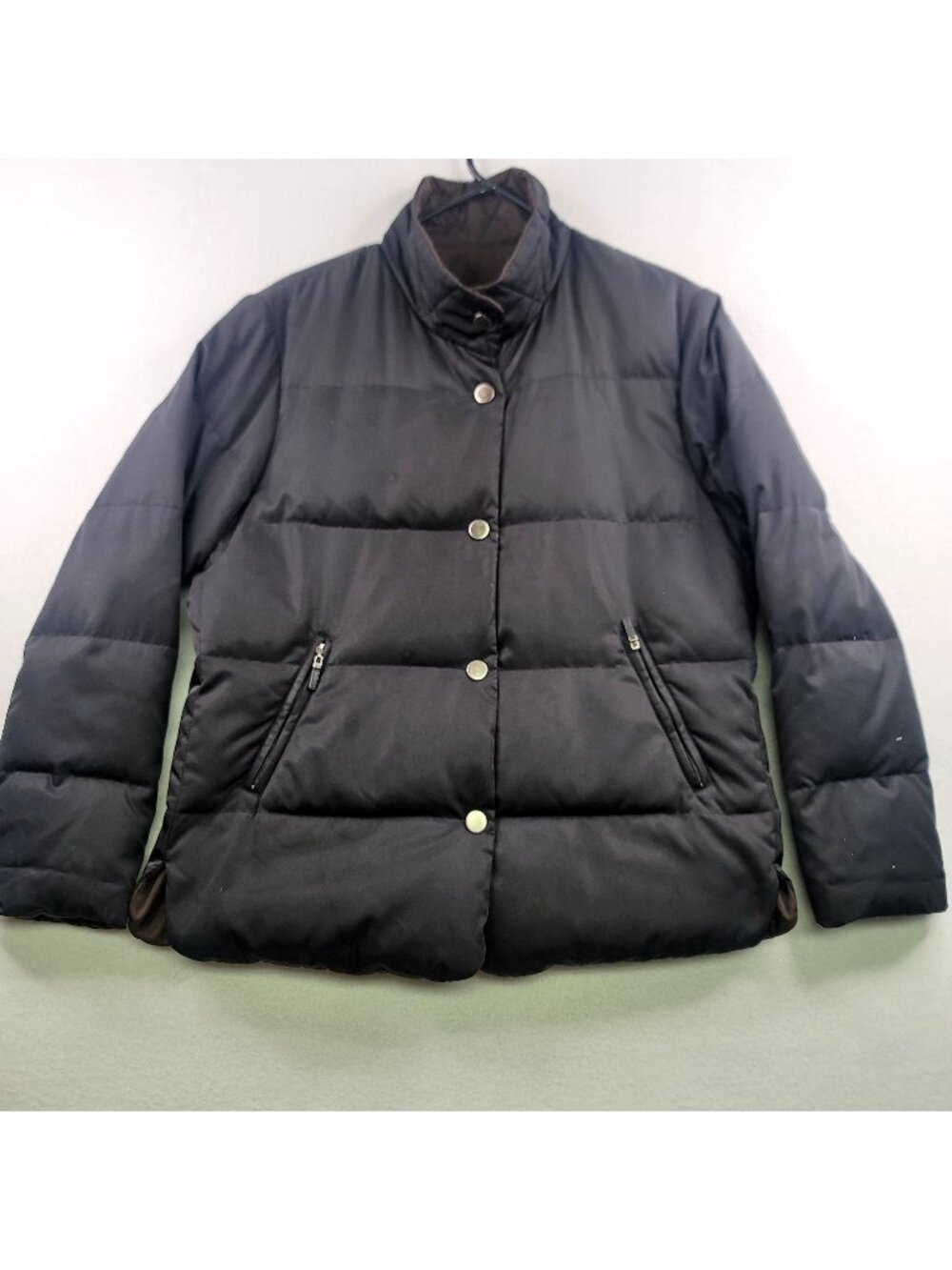 Talbots Y2K Reversible Feather Down Puffer Jacket PL Black Winter Whimsygoth